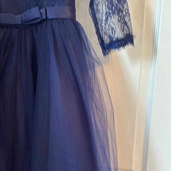 Elegant Navy Lace Kids Dress - Picture 3 of 4